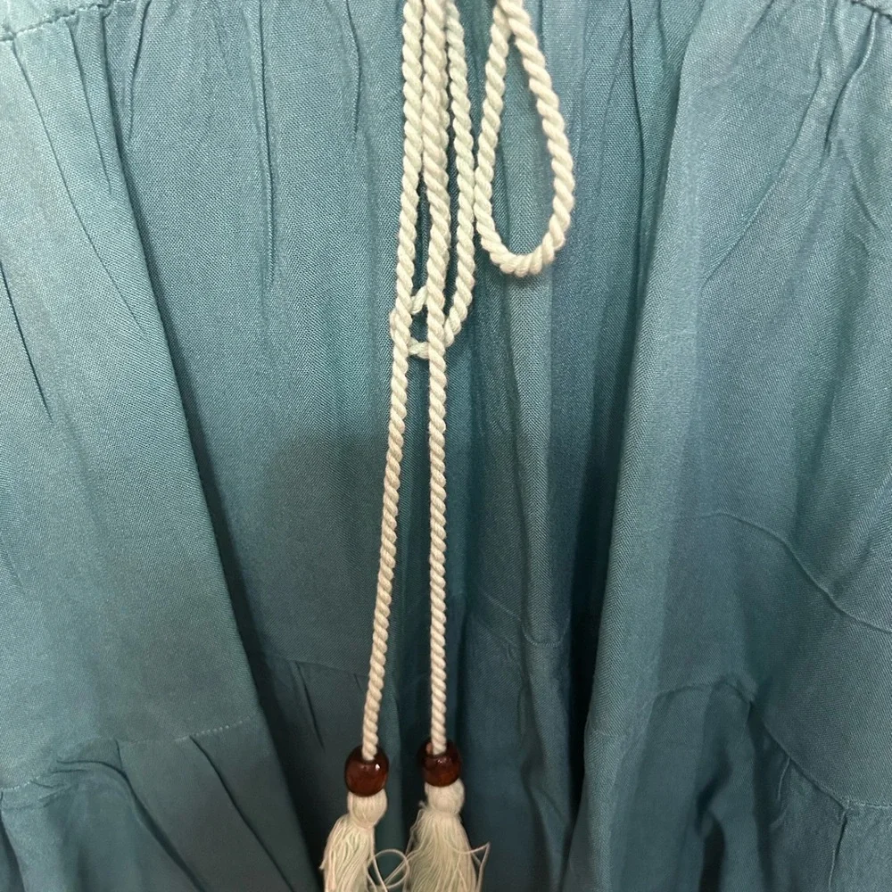 💜Half Off💜Cato Embroidered Teal Ombre Womens Top 
slight mark near R shoulder - Picture 3 of 8